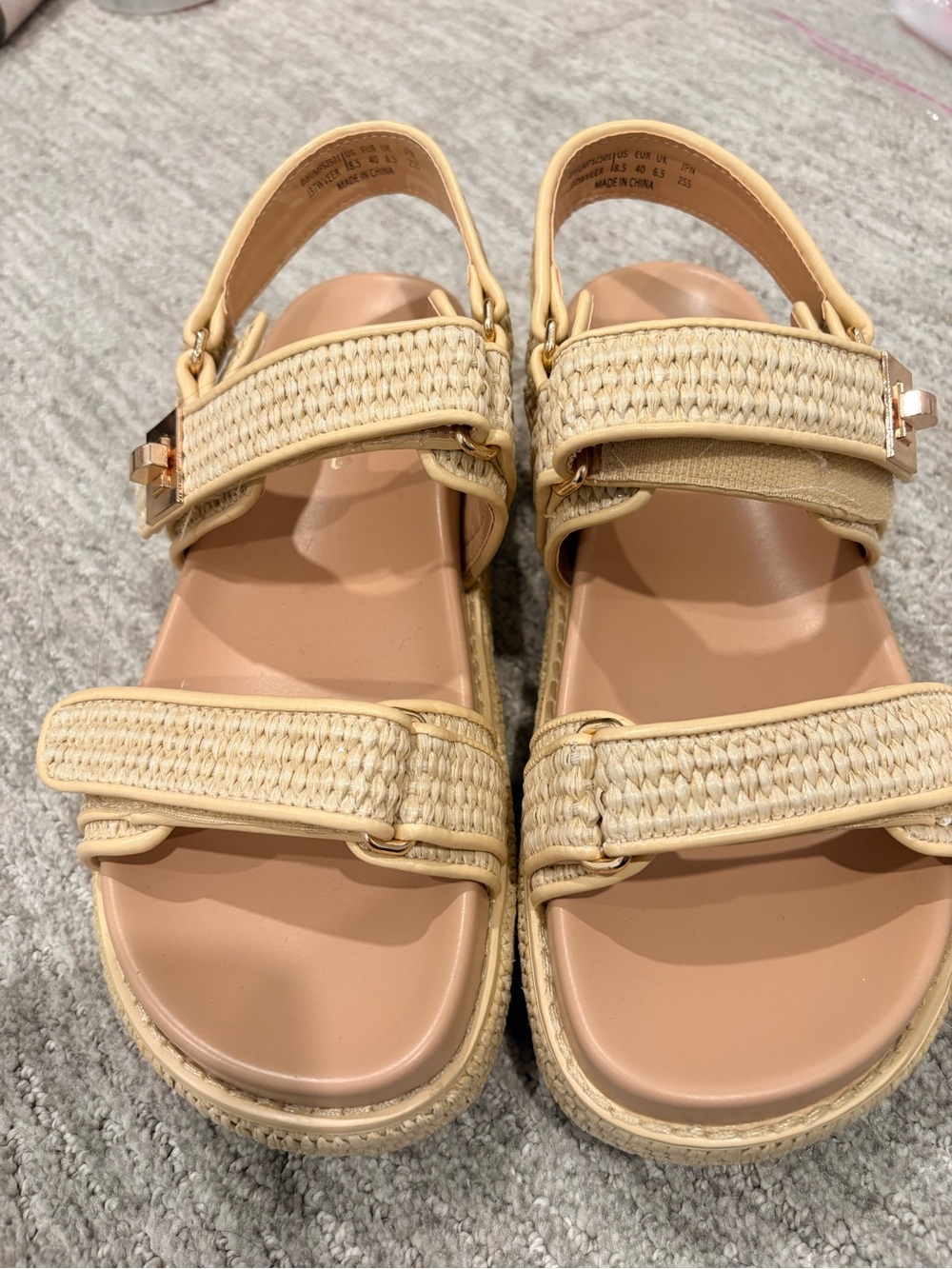 Dream Pairs Raffia Woven Platform Sandals Beige Size 8.5 - Picture 3 of 9
